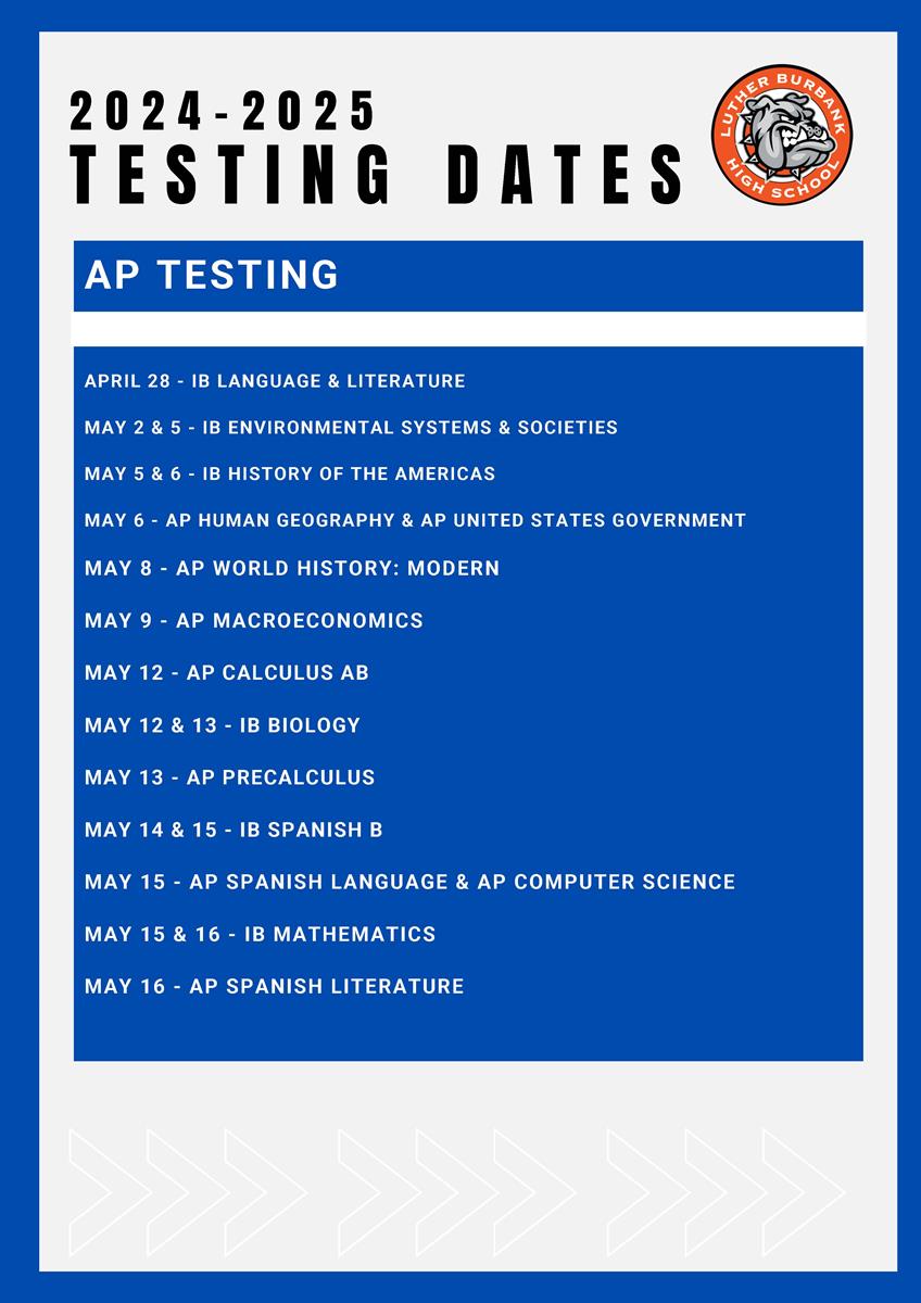 24-25 Testing Dates